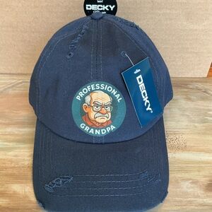 Custom navy distressed hat - professional grandpa - Decky 959 relaxed dad hat